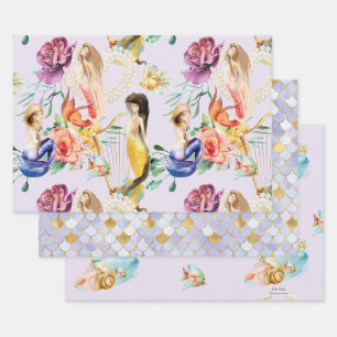 Personalisierte Dreamy Mermaid & Mermaid Waage Geschenkpapier Set