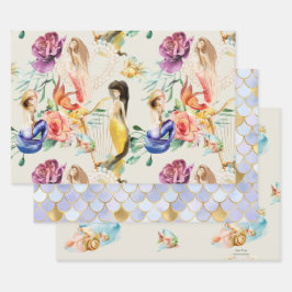 Personalisierte Dreamy Mermaid & Mermaid Waage Geschenkpapier Set