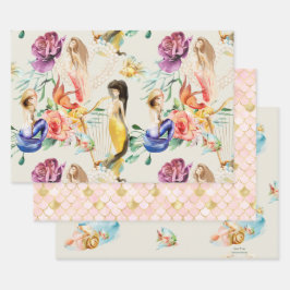 Personalisierte Dreamy Mermaid & Mermaid Waage Geschenkpapier Set