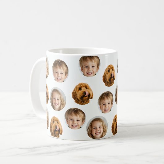 Personalisierte Drei-Foto-Gesichter-Tasse | Benutz Kaffeetasse (Vorderseite Links)