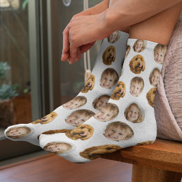 Personalisierte Drei-Foto-Gesichtsocken | Benutzer Socken