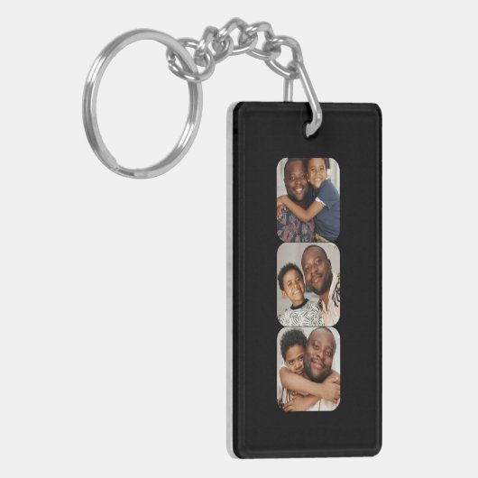 Personalisierte drei Foto und Text Schlüsselanhänger (Vorderseite links)