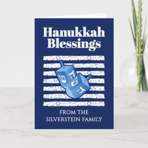Personalisierte Dreidel-Streifen Hanukkah-Familie Feiertagskarte