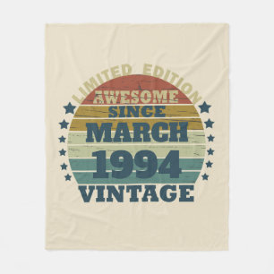 Personalisierte Dreißiger Vintage 30. Geburtstagsf Fleecedecke