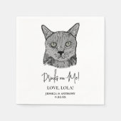 Personalisierte Drinks mit schwarzer Katze Serviette (Vorderseite)