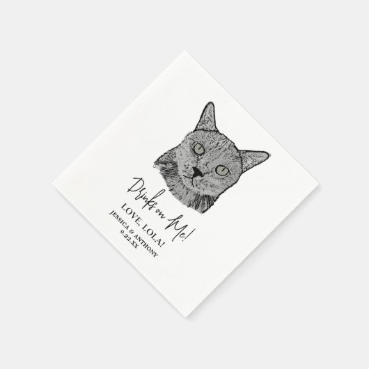 Personalisierte Drinks mit schwarzer Katze Serviette (Ecke)