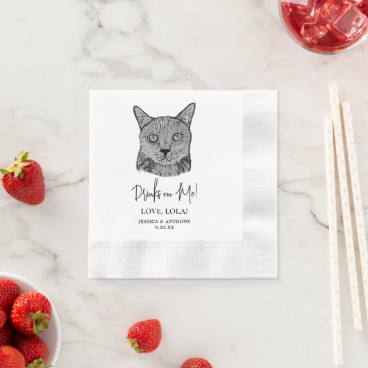 Personalisierte Drinks mit schwarzer Katze Serviette (Beispiel)