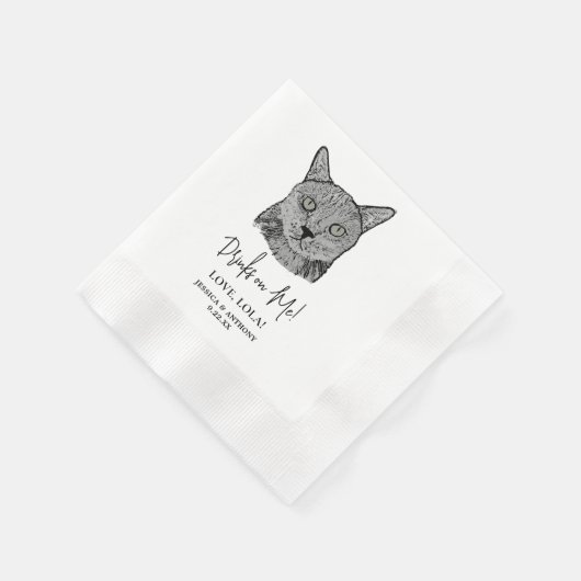 Personalisierte Drinks mit schwarzer Katze Serviette (Ecke)