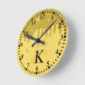 Personalisierte Dripping Gold Glitzer Effect Glitz Runde Wanduhr (Winkel)