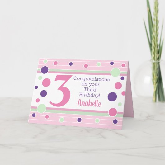 Personalisierte Dritte Geburtstagskarte! Karte (Vorderseite)