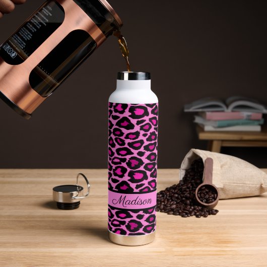 Personalisierte Druckfarben und schwarzer Leopard Trinkflasche (Kaffee)