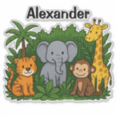 Personalisierte Dschungel-Tier-Aufkleber – Spaß &  Aufkleber (Vorderseite)
