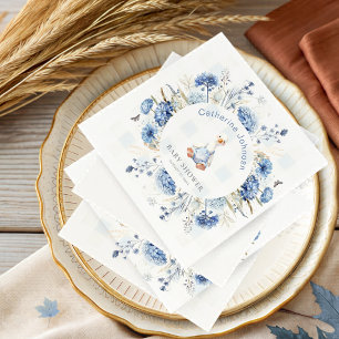 Personalisierte Dumme Gans Blaue Florale Babyparty Serviette