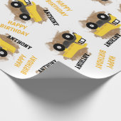 Personalisierte Dump Truck Construction Mud Boys N Geschenkpapier (Ecke)