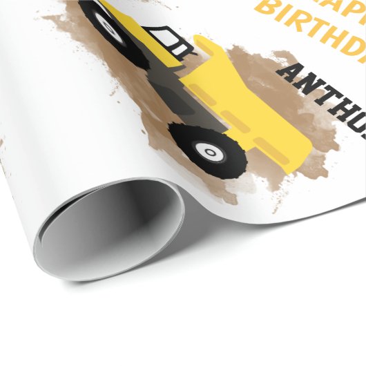 Personalisierte Dump Truck Construction Mud Boys N Geschenkpapier (Rolleneckpunkt)