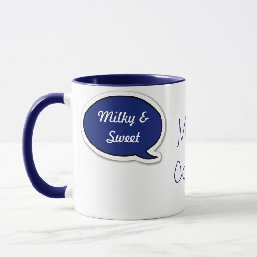 Personalisierte dunkelblaue Sprache-Blase Tasse (Links)