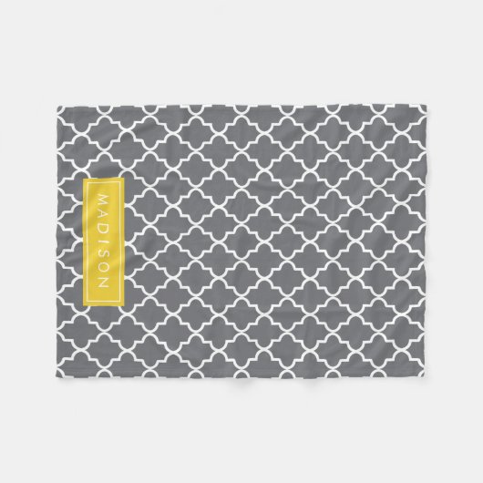 Personalisierte dunkelgraue und gelbe Quatrefolie Fleecedecke (Vorderseite (Horizontal))