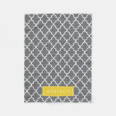 Personalisierte dunkelgraue und gelbe Quatrefolie Fleecedecke (Vorderseite)