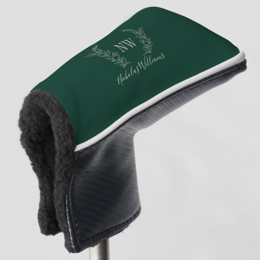 Personalisierte dunkelgrüne Anfangsbuchstaben des  Golf Headcover (3/4 Vorderseite)