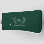 Personalisierte dunkelgrüne Anfangsbuchstaben des  Golf Headcover (Vorderseite)