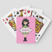 Personalisierte, dunkelhaarige Girly Playing Cards Spielkarten (Rückseite)