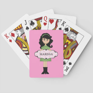 Personalisierte, dunkelhaarige Girly Playing Cards Spielkarten