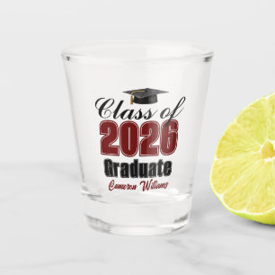 Personalisierte dunkelrote Abschlussfeier der Klas Schnapsglas