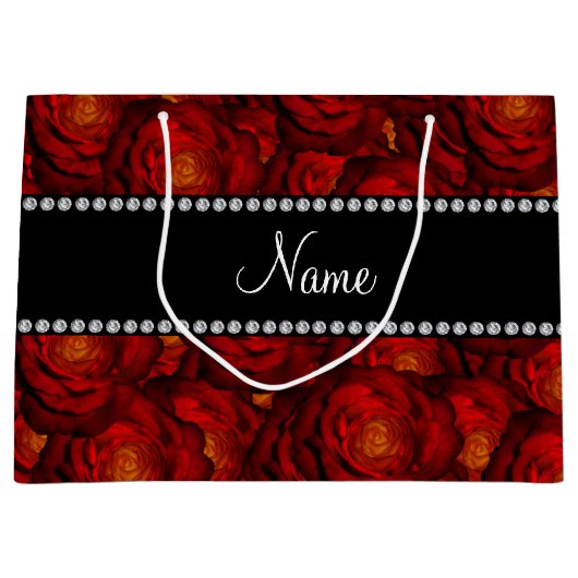 Personalisierte dunkelrote NamensRosen Große Geschenktüte (Vorderseite)
