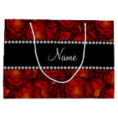 Personalisierte dunkelrote NamensRosen Große Geschenktüte (Rückseite)