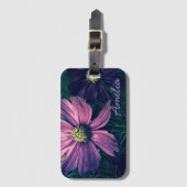 Personalisierte dunkelviolette Blumen Gepäckanhänger (Vorderseite Vertikal)