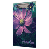 Personalisierte dunkelviolette Blumen Klemmbrett (Links)
