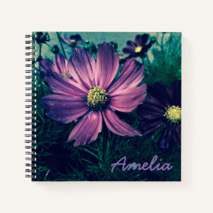 Personalisierte dunkelviolette Blumen Notizblock