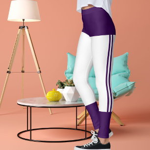 Personalisierte Dunkelviolette Weiße Streifen Katz Leggings