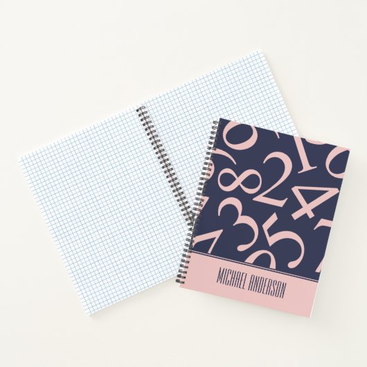Personalisierte dunkle blaue Zahlenmuster-Mathemat Notizblock (Innenseite)