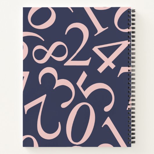 Personalisierte dunkle blaue Zahlenmuster-Mathemat Notizblock (Rückseite)