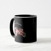 Personalisierte dunkle Blumennamens Tasse (Vorderseite Links)