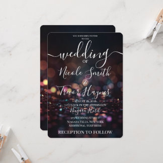 Personalisierte dunkle Bokeh-Sparkling-Hochzeit Einladung