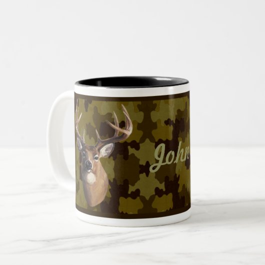 Personalisierte Dunkle Camouflage Hirsche Tasse (Vorderseite Links)