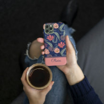 Personalisierte dunkle florale Tulpen-Muster-Handy