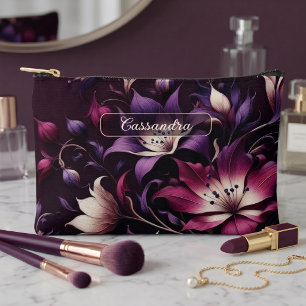 Personalisierte dunkle gothische Blumen-Kosmetik-M Zubehörtasche