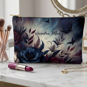 Personalisierte dunkle gothische Blumen-Kosmetik Zubehörtasche