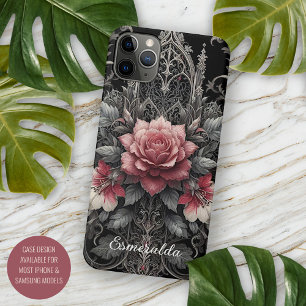 Personalisierte dunkle gothische Rosenblumen im vi Case-Mate iPhone Hülle