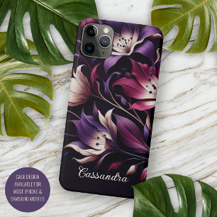 Personalisierte dunkle gotische Lilien Blumen im v Case-Mate iPhone Hülle