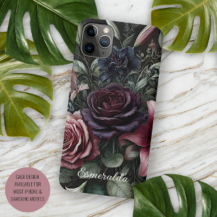 Personalisierte dunkle gotische Rosen florale vikt Case-Mate iPhone Hülle