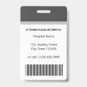 Personalisierte dunkle graue Doktor-Foto-Identität Ausweis (Rückseite)