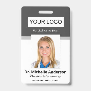 Personalisierte dunkle graue Doktor-Foto-Identität Ausweis