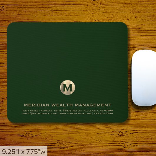 Personalisierte dunkle grüne Gold-Business-Monogra Mousepad