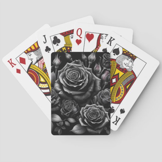 Personalisierte dunkle Rosen Spielkarten (Rückseite)