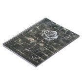 Personalisierte Dunkle Themed Graffiti-Rose Notizblock (Linke Seite)