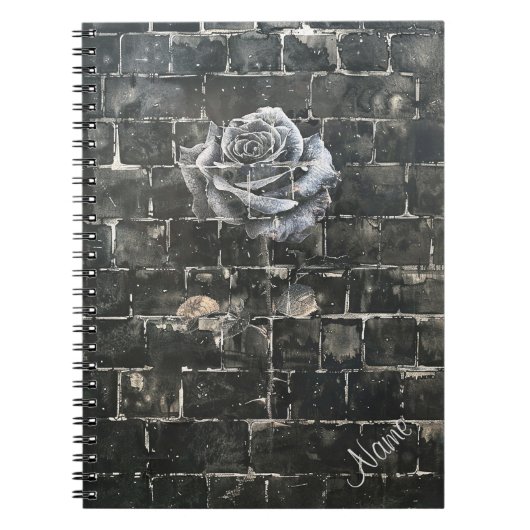 Personalisierte Dunkle Themed Graffiti-Rose Notizblock (Vorderseite)